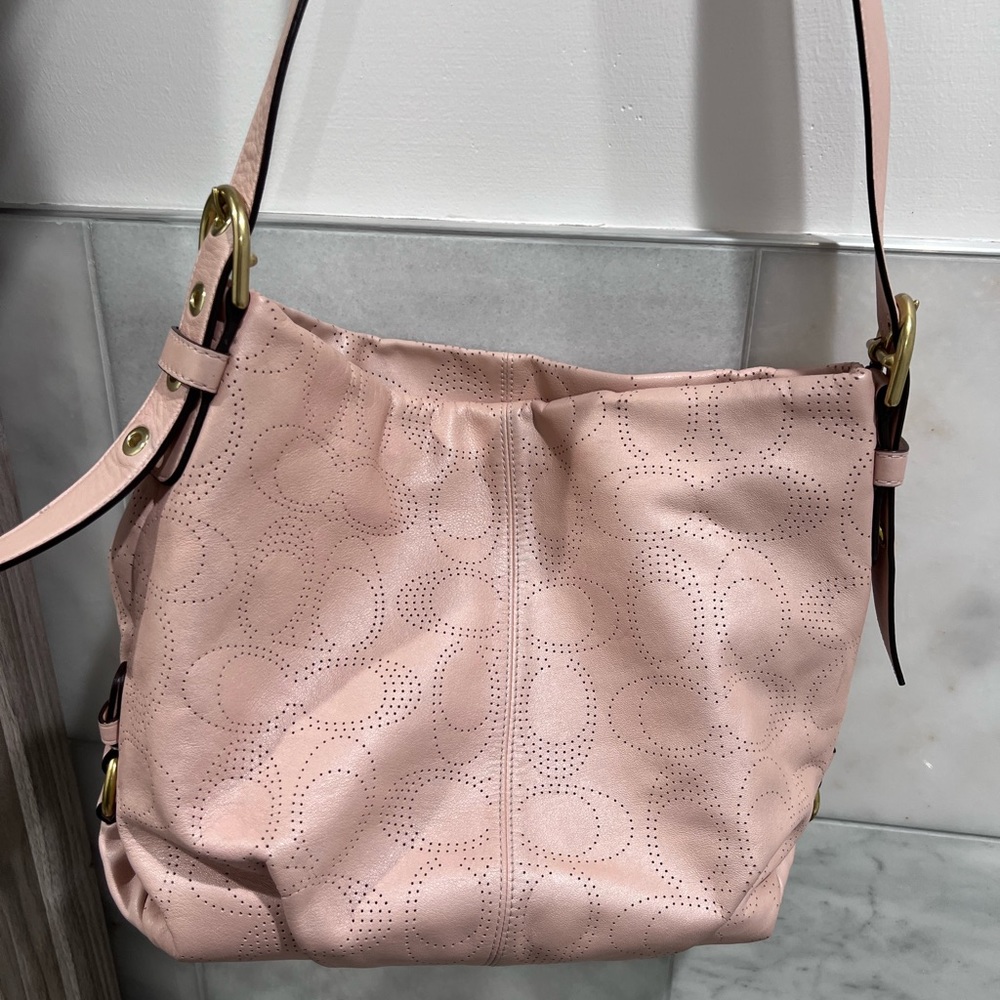 Coach Pink Perforated Shoulder Bag